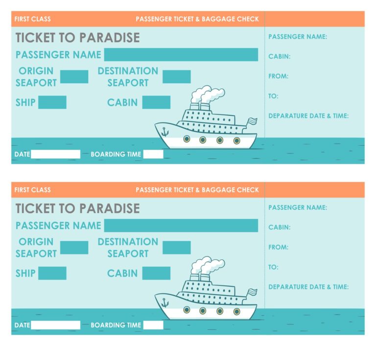 Cruise Ticket Template Free