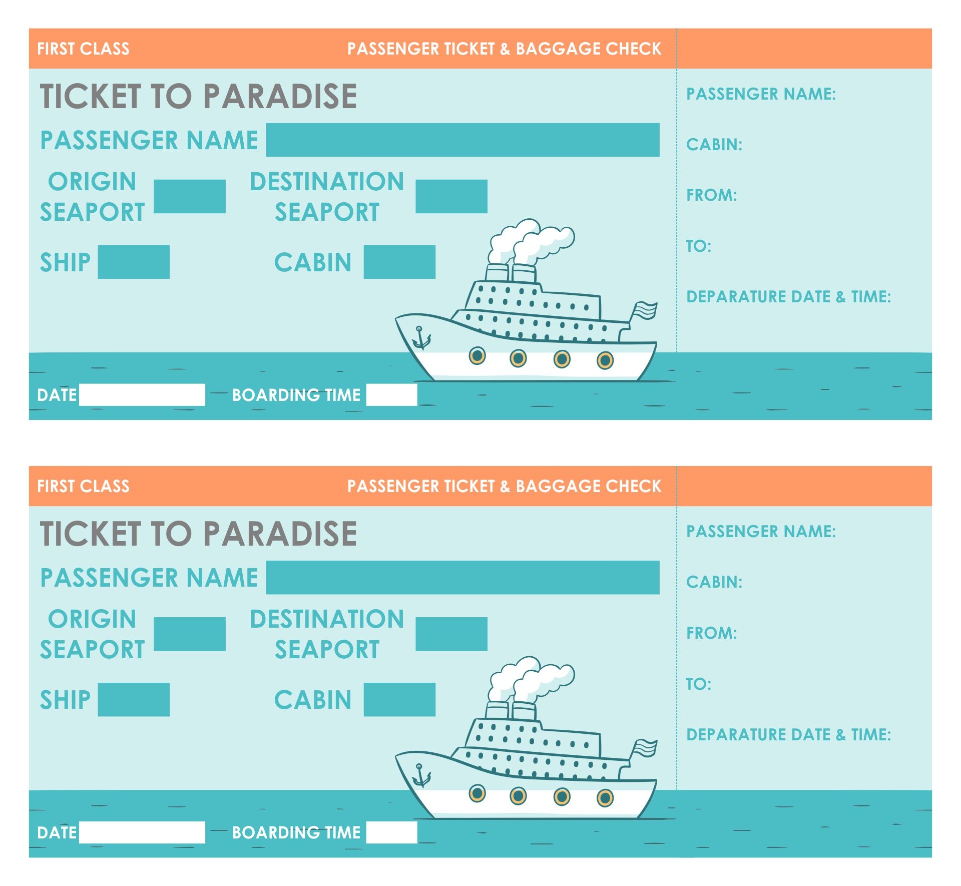 Cruise Ticket Template Free