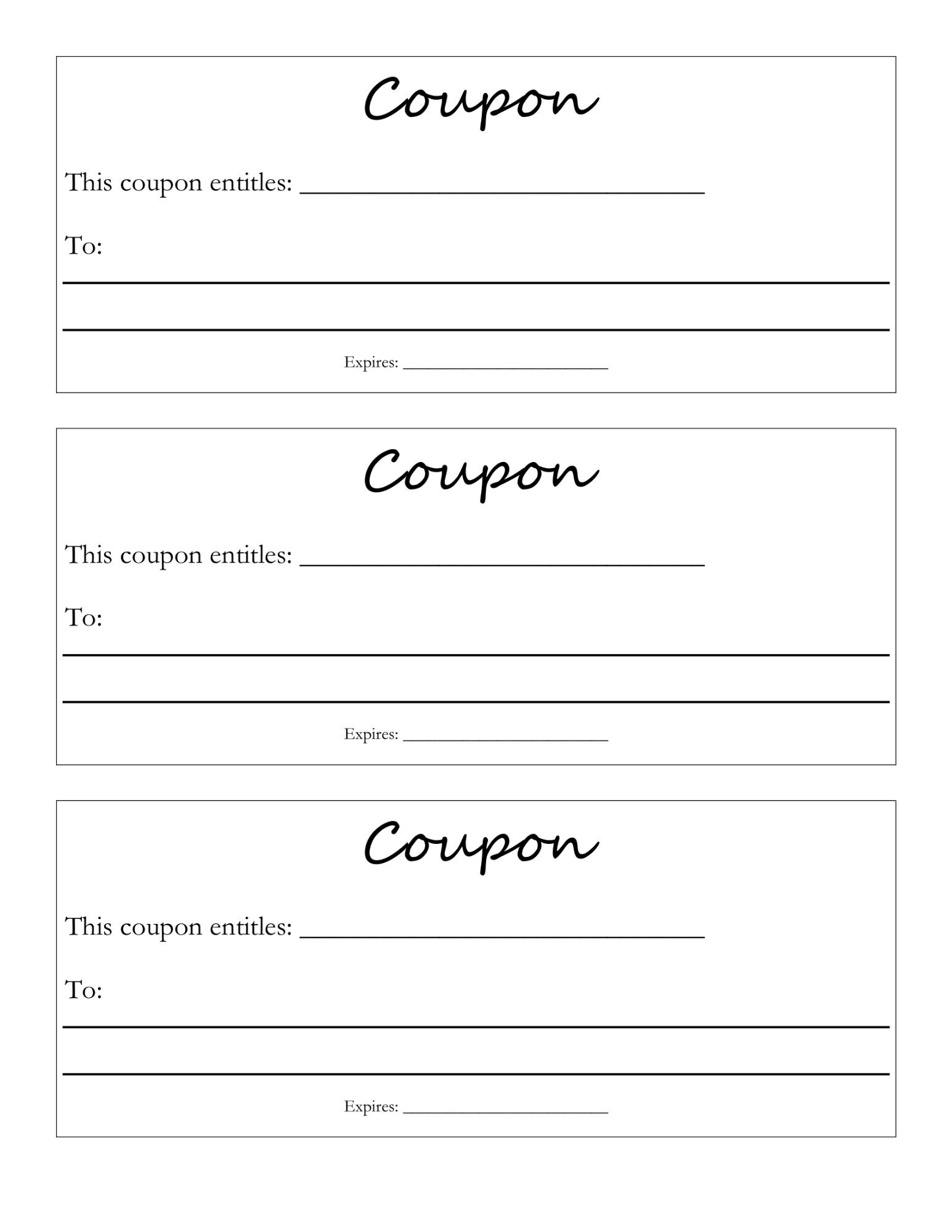 Free Blank Printable Coupons