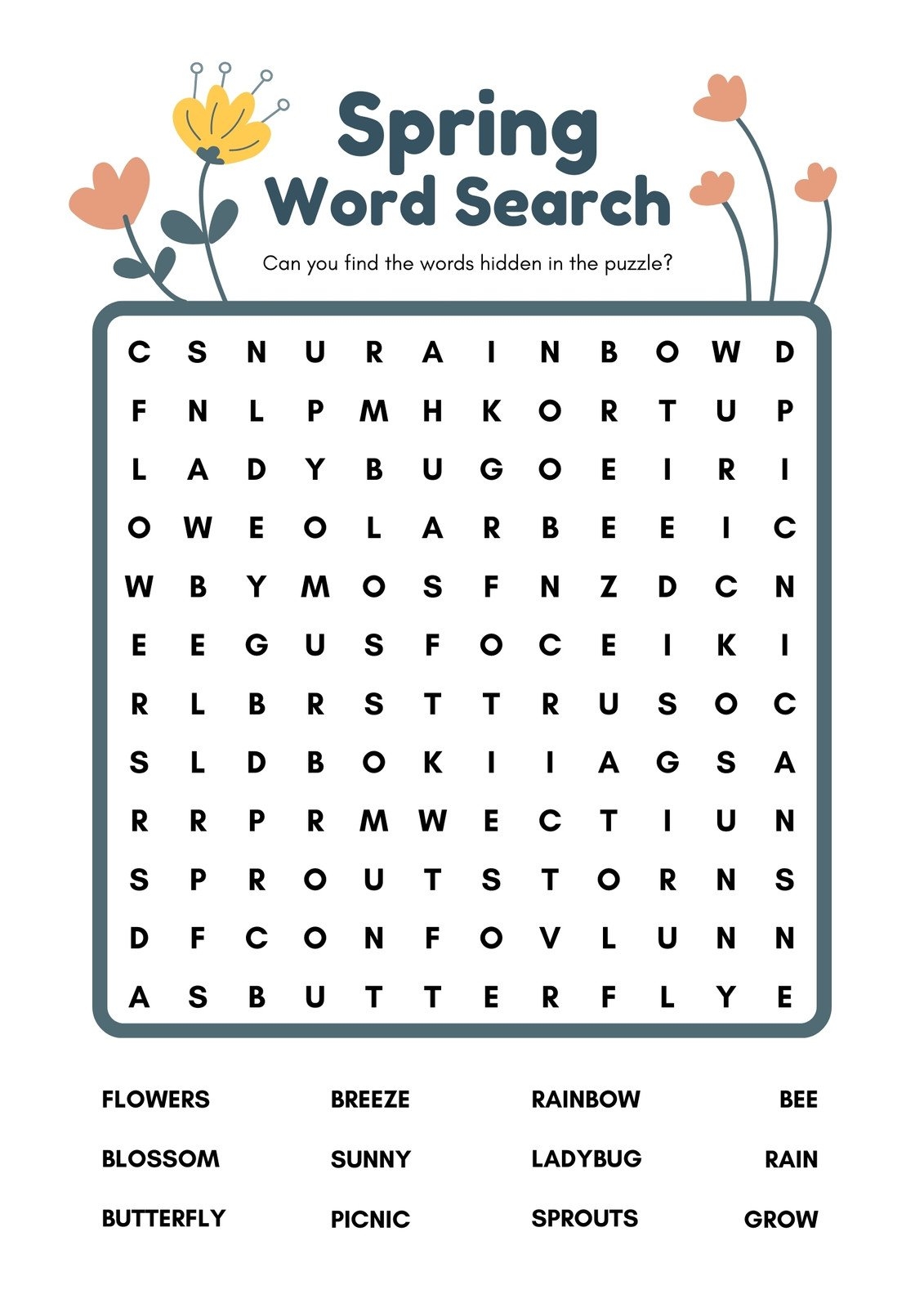 Free Printable Spring Sentence Worksheets