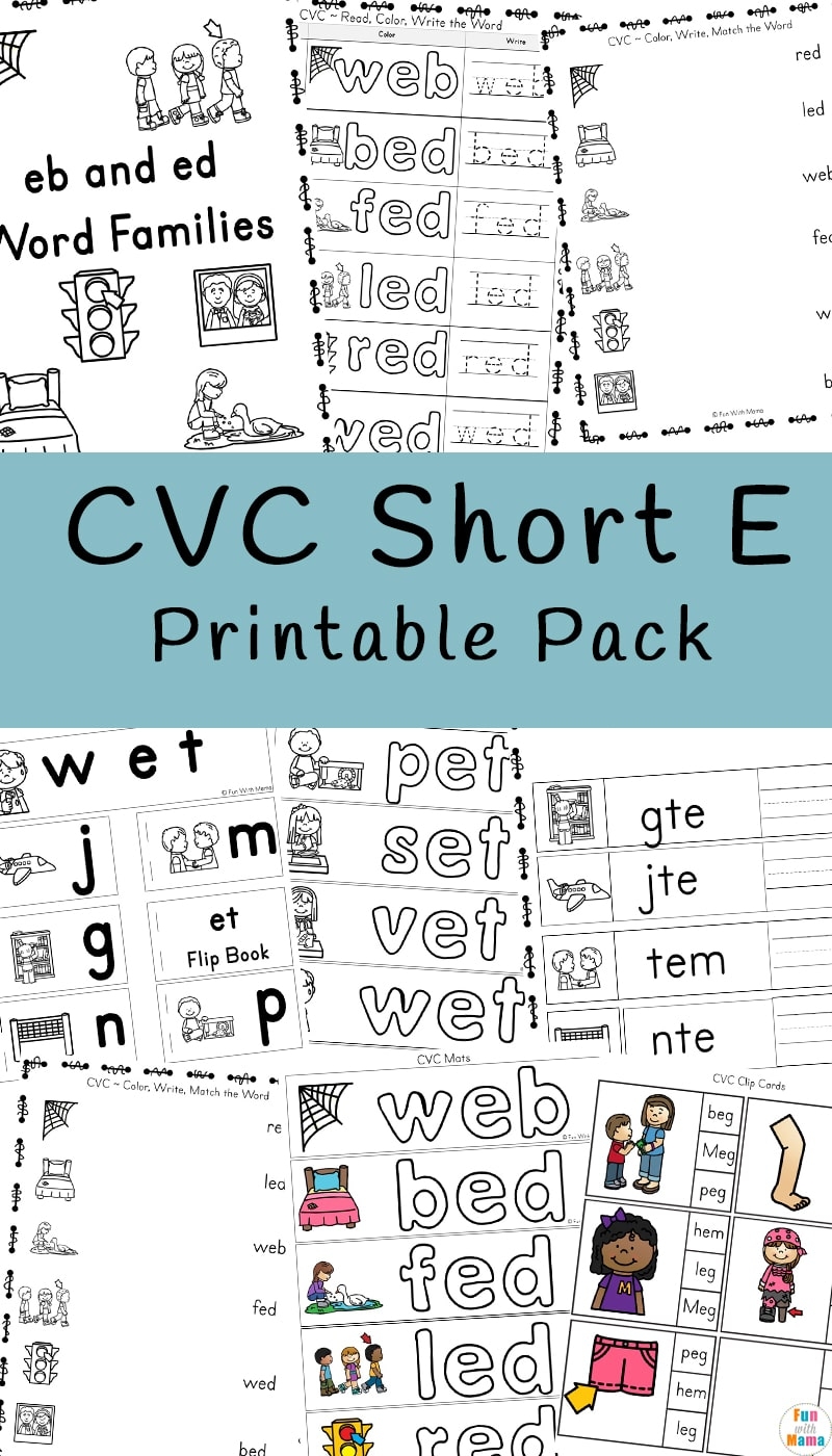 CVC Short E Words Worksheets Fun With Mama