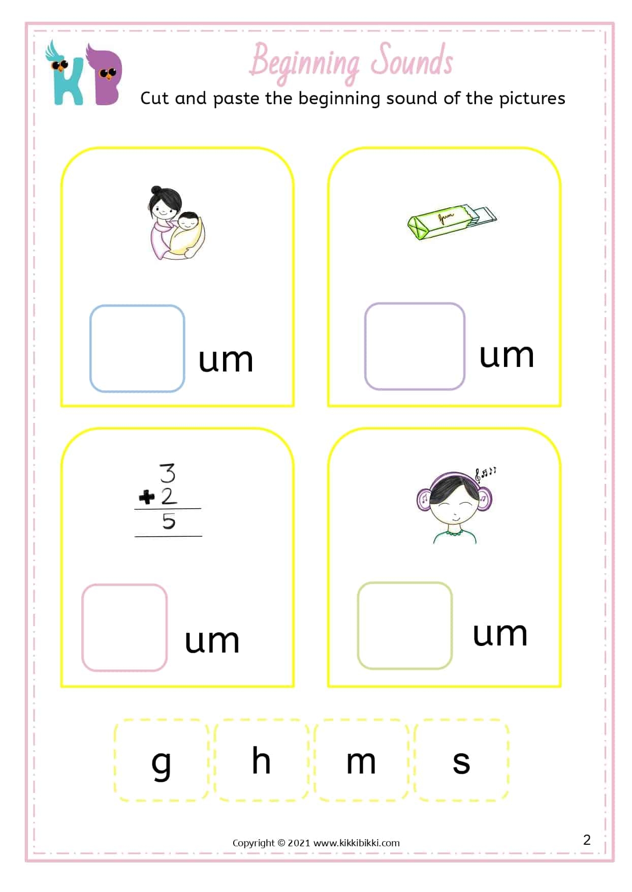 CVC um Words Kindergarten Worksheets KikkiBikki