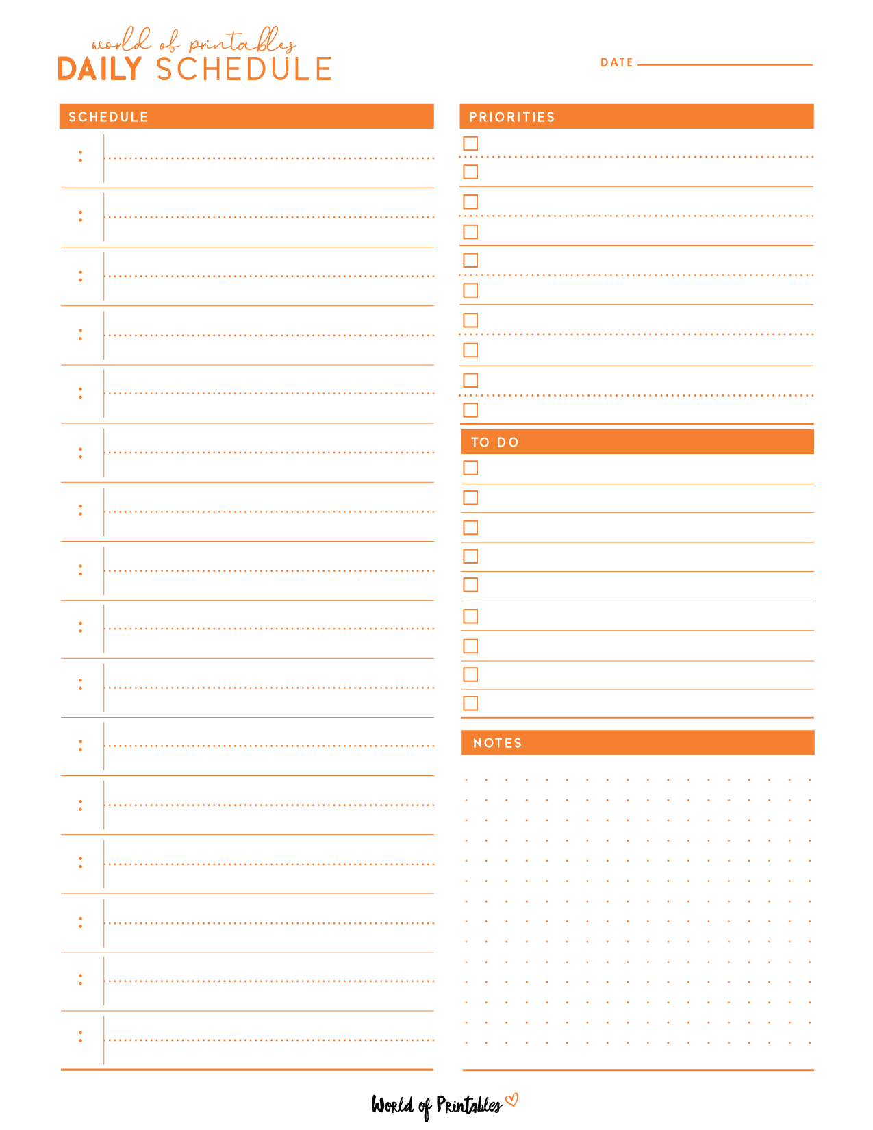 Free Printable Blank Daily But Times