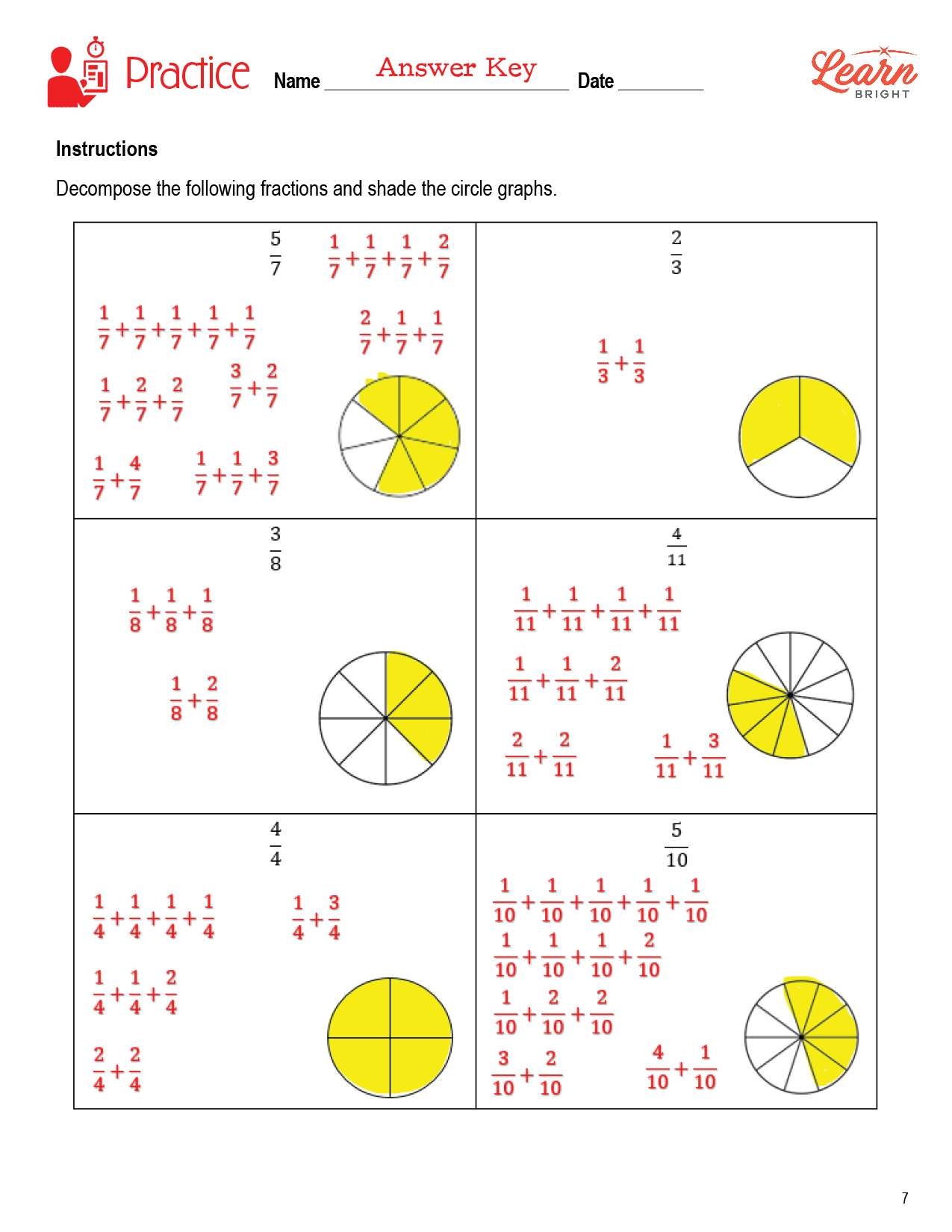 Decomposing Fractions Free PDF Download Learn Bright