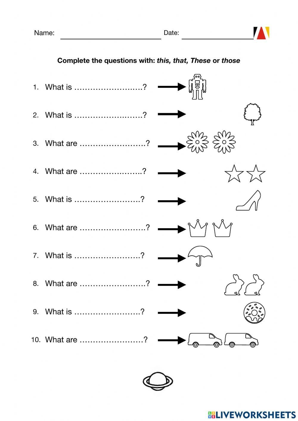 Demonstrative Adjectives Free Worksheet Live Worksheets Worksheets Library