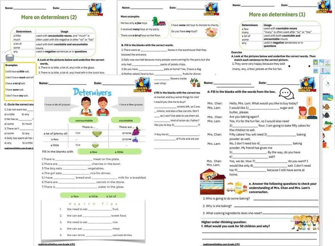 Determiners WorksheetsMaking English Fun
