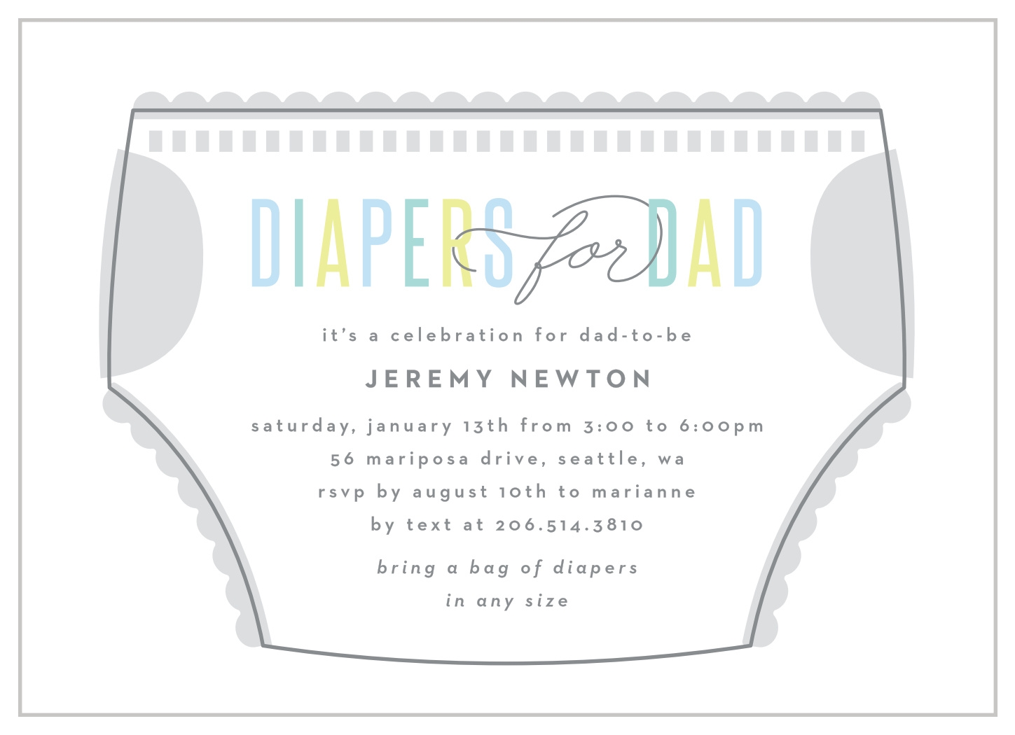 Diapers For Dad Baby Shower Invitations By Basic Invite