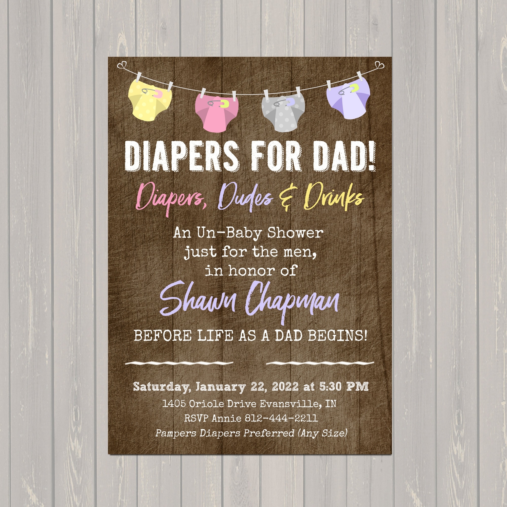 Diapers For Dad Baby Shower Invitations Dad Baby Shower Invitations Dad Diaper Party Invitations Printable Or Printed Etsy