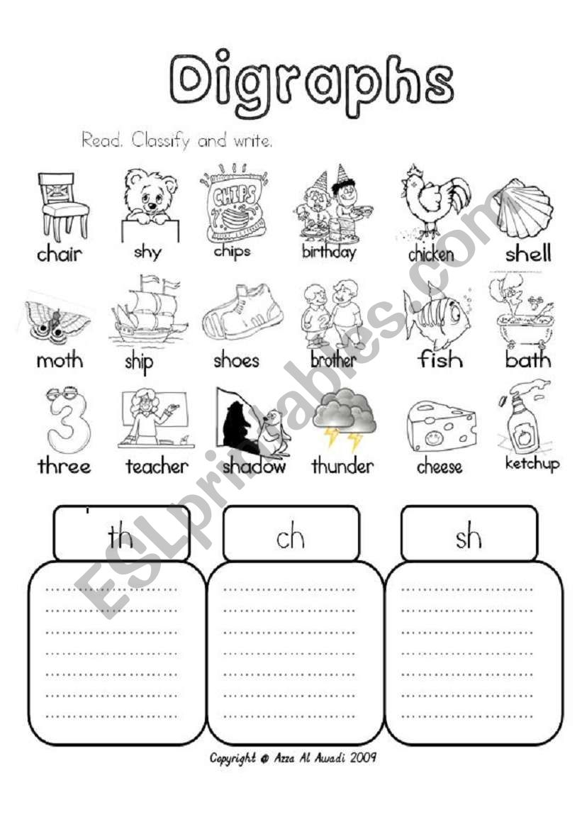 Digraphs Th Ch Sh ESL Worksheet By Azza 20