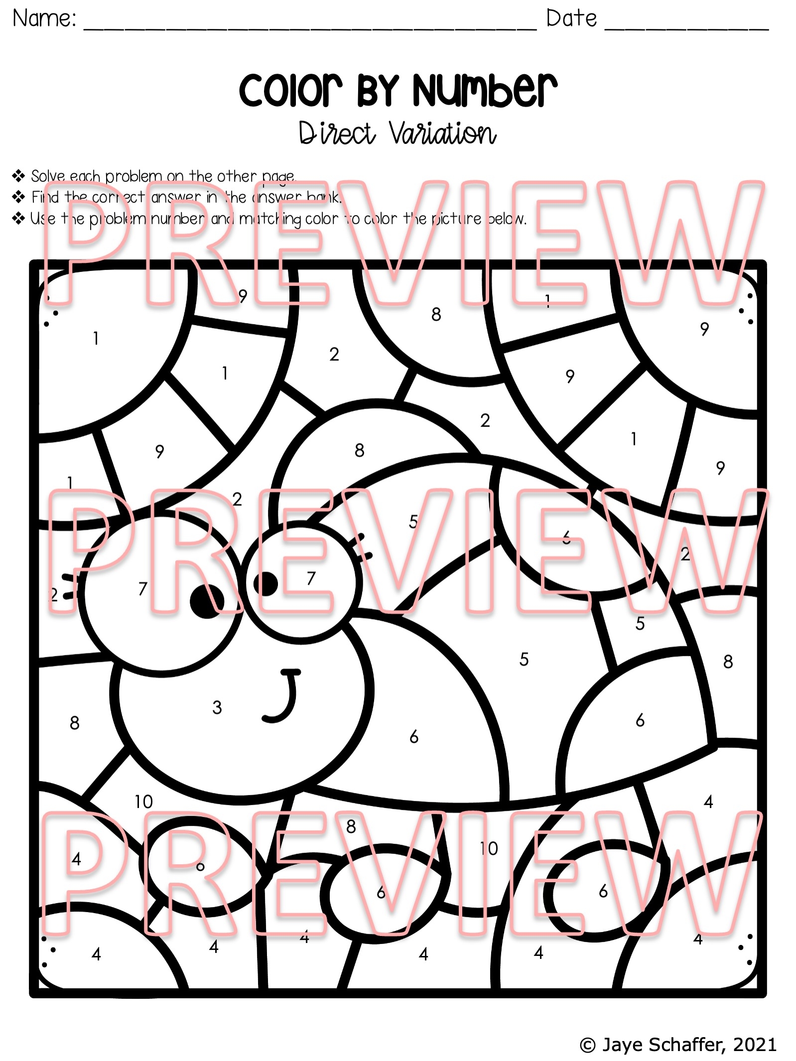 Free Printable Worksheets Direct Variation Pdf