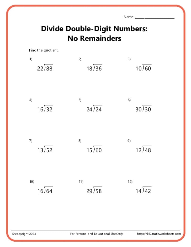 Free Printable Worksheets Division For Grade1