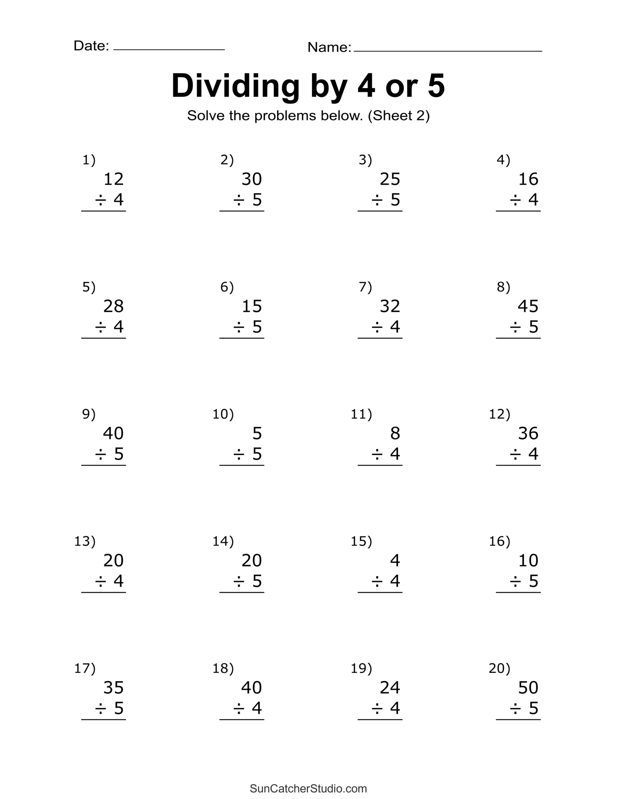 Division Worksheets U0026 Problems Free Printable Math Drills Free 