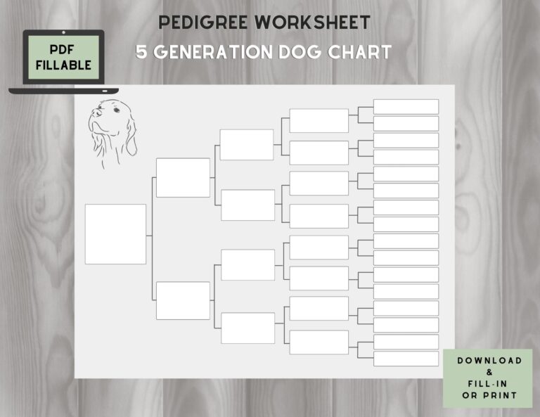 Dog Pedigree Chart 5 Generations On One Page Fillable PDF
