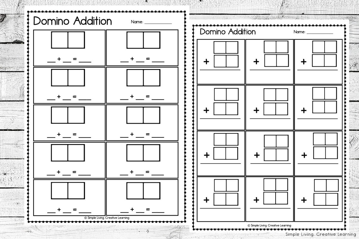 Domino Addition Worksheets Simple Living Creative Learning