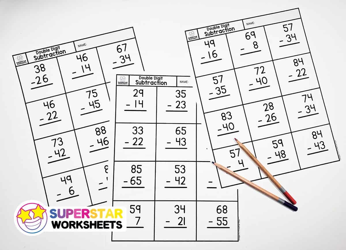 Double Digit Subtraction Superstar Worksheets