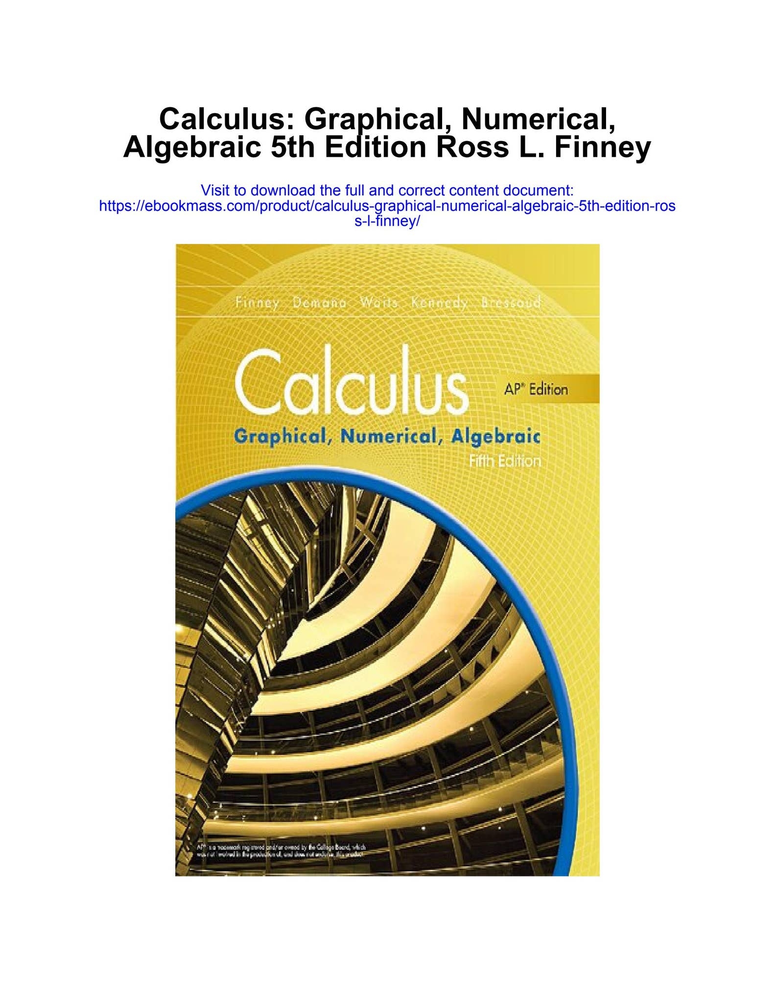 Download Full Calculus Graphical Numerical Algebraic 5th Edition 