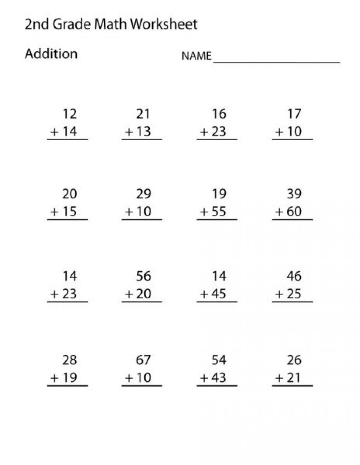 Download PDF Free Printable Addition For Second Grade Worksheets Worksheet School