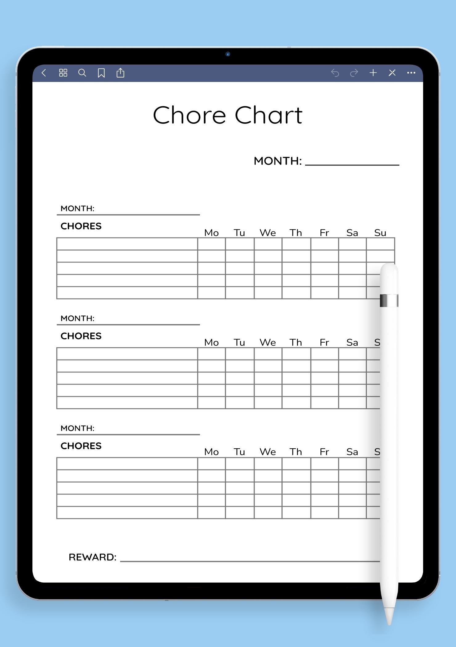 Free Printable Blank Chore List