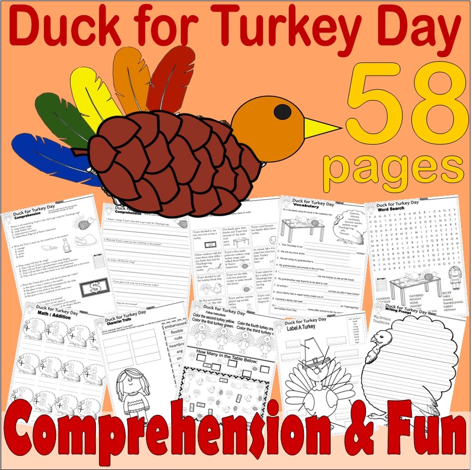 Duck For Turkey Day Thanksgiving Read Aloud Book Companion Reading 