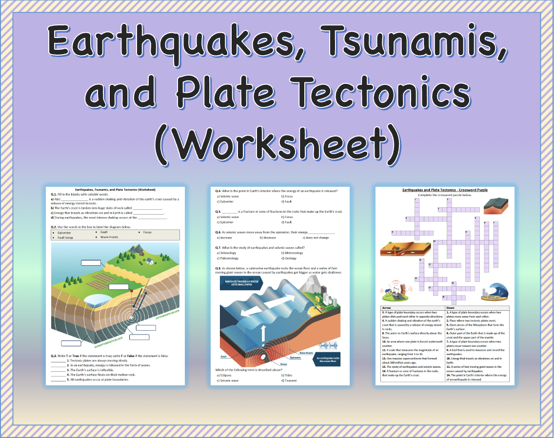 Earthquakes Tsunamis And Plate Tectonics Worksheet Printable 