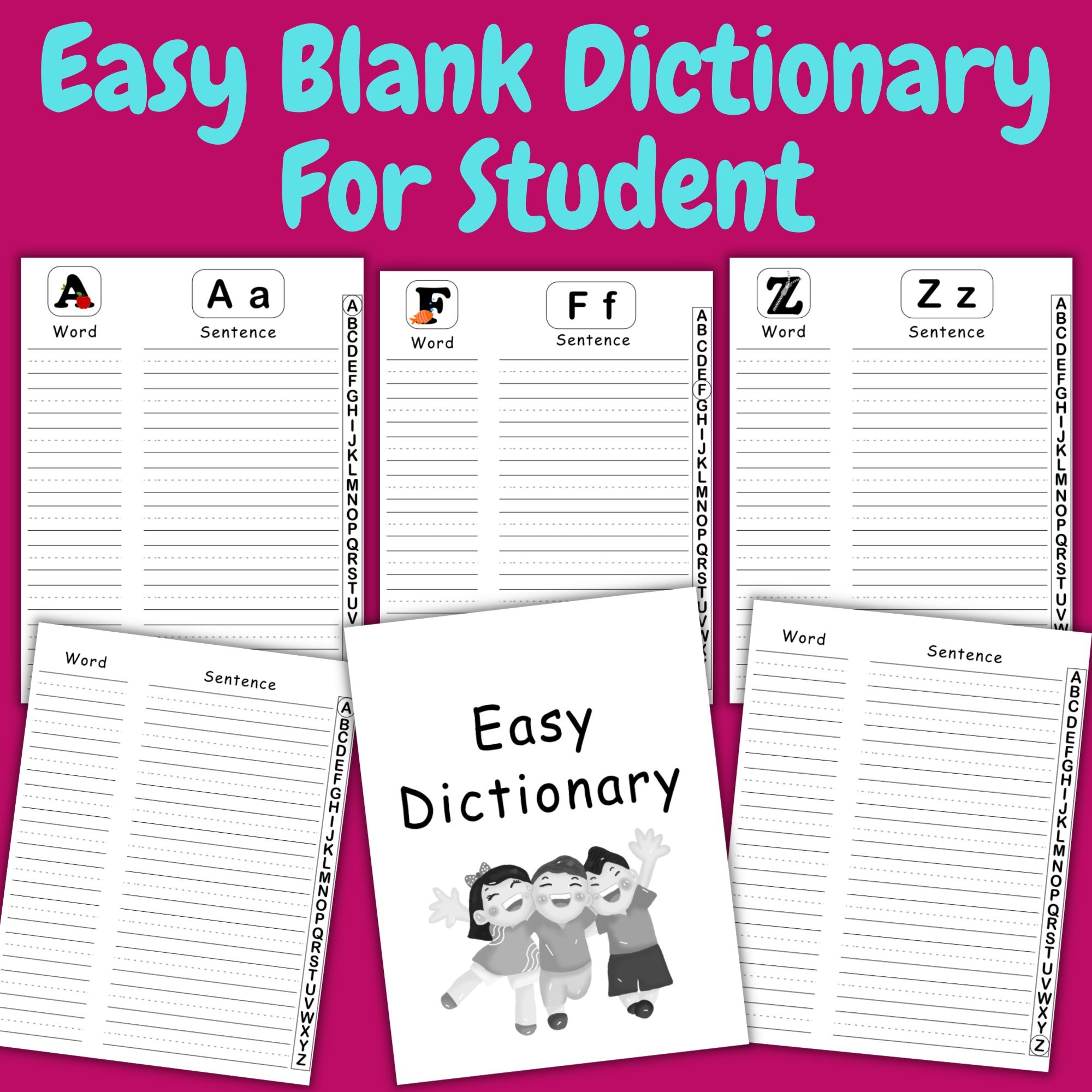 Easy And Simple Blank Student Dictionary Writing Dictionary 