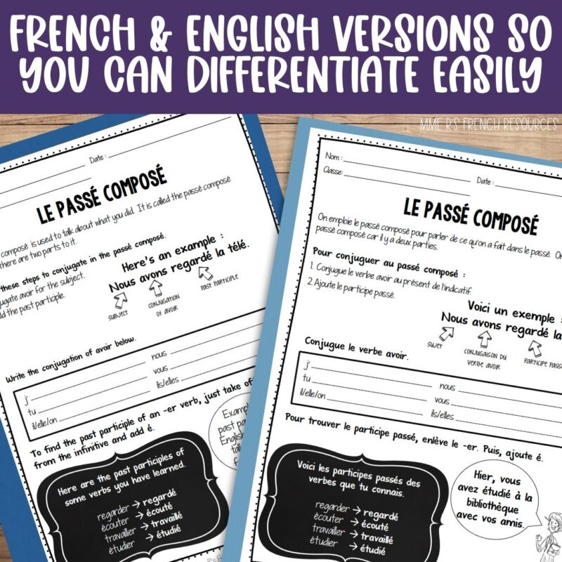 Easy To Use Pass Compos Worksheets Mme R s French Resources