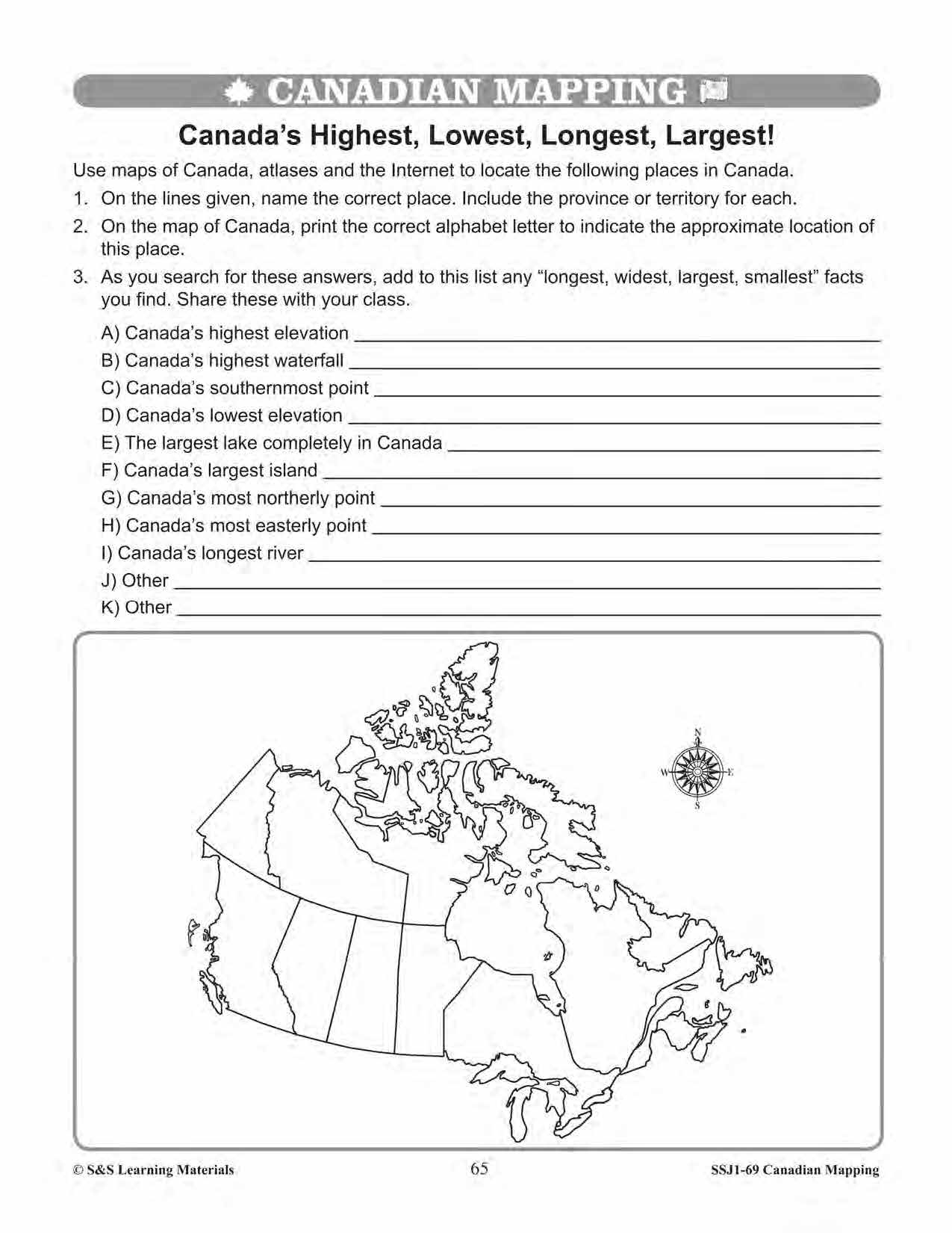 Economic Regions U0026 Natural Resources In Canada Mapping Worksheets Grad Worksheets Library