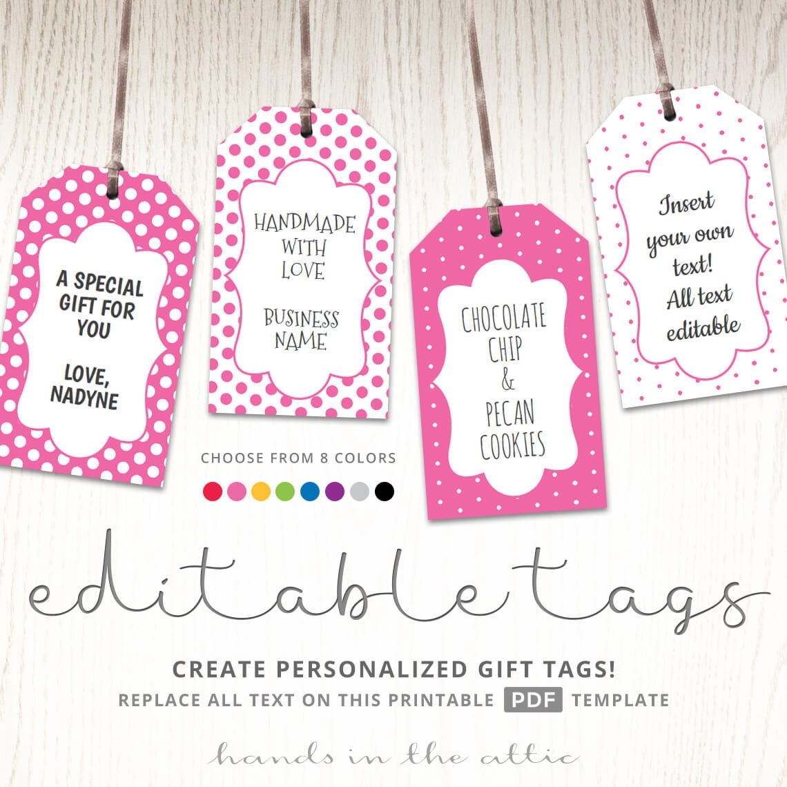 Editable Gift Tags Gift Tag Template Text Editable Polka Dots 