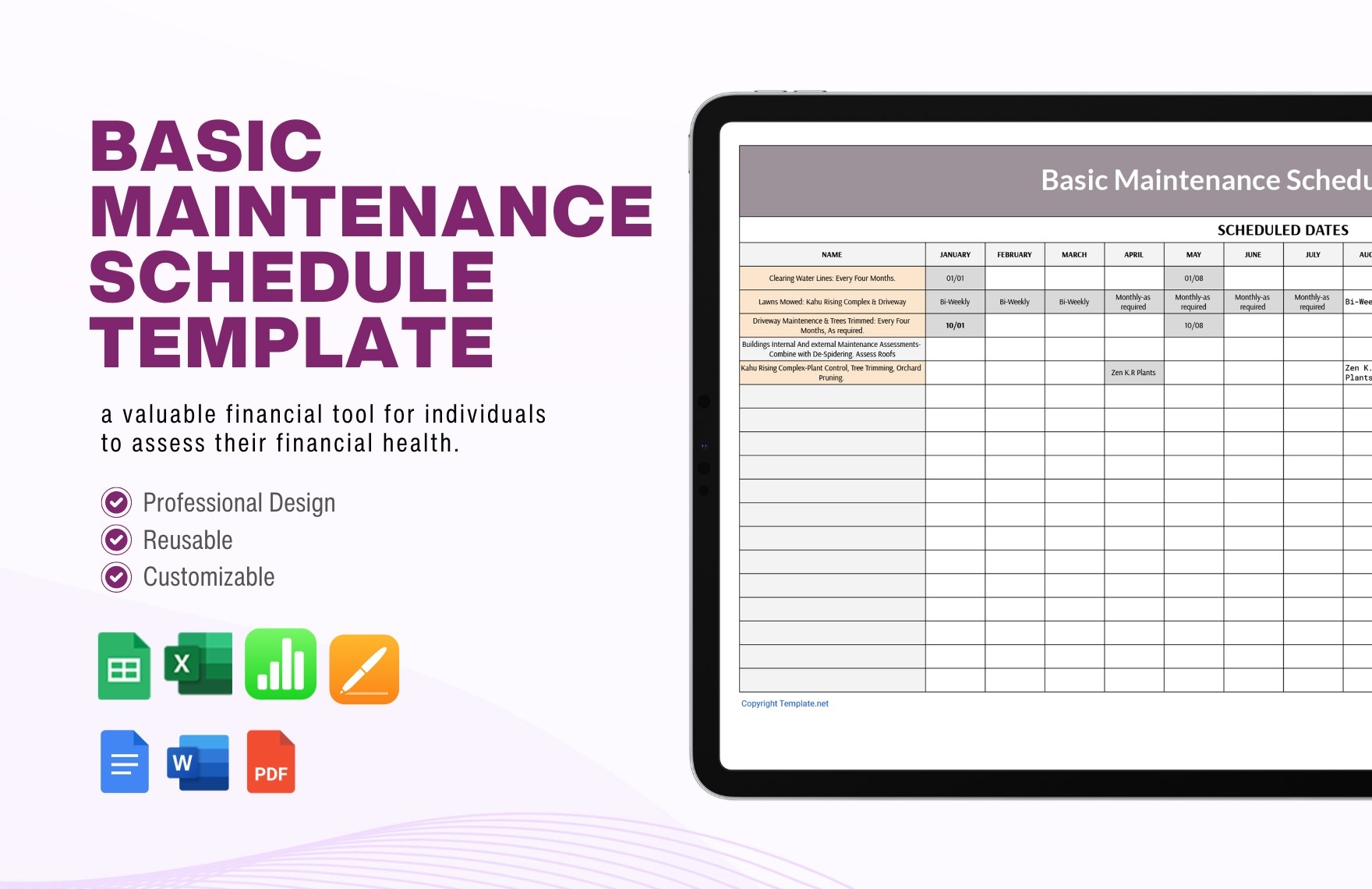 Editable Maintenance Schedule Templates In PDF To Download