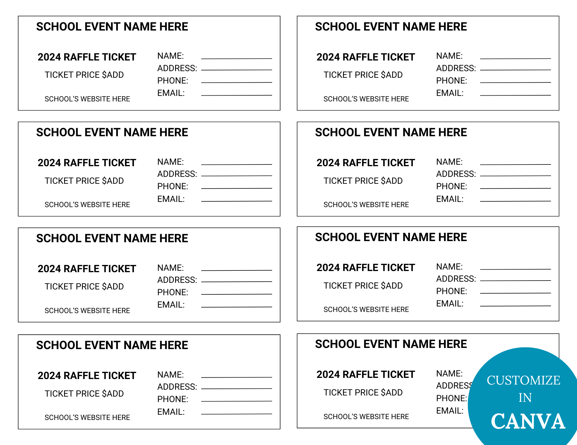 Blank Raffle Tickets Free Printable