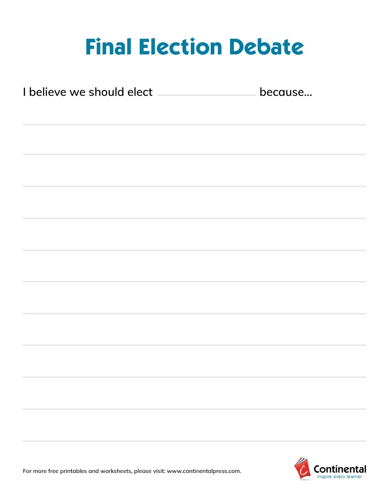 Free Printable Worksheets Election Voting