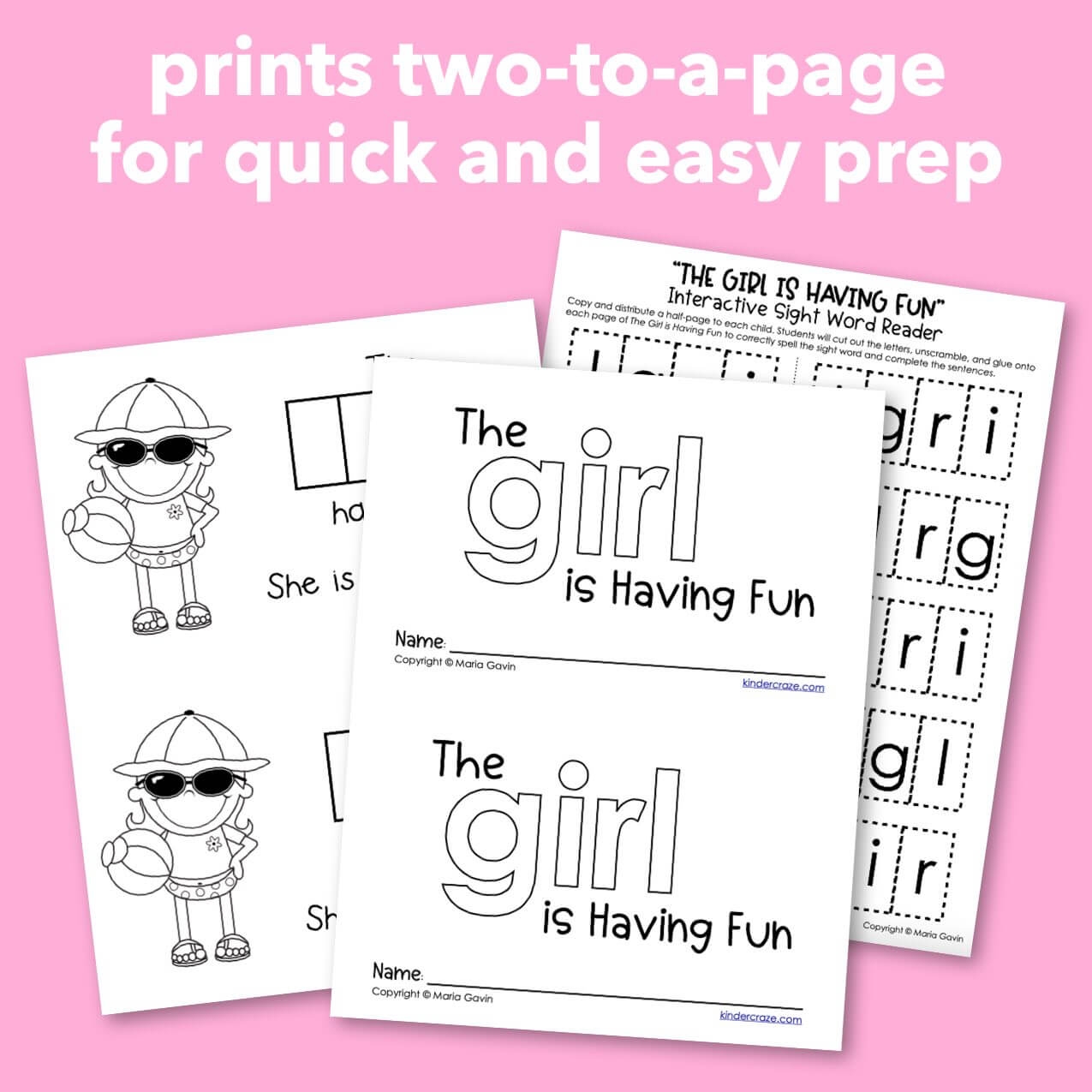 Emergent Reader For Sight Word GIRL 