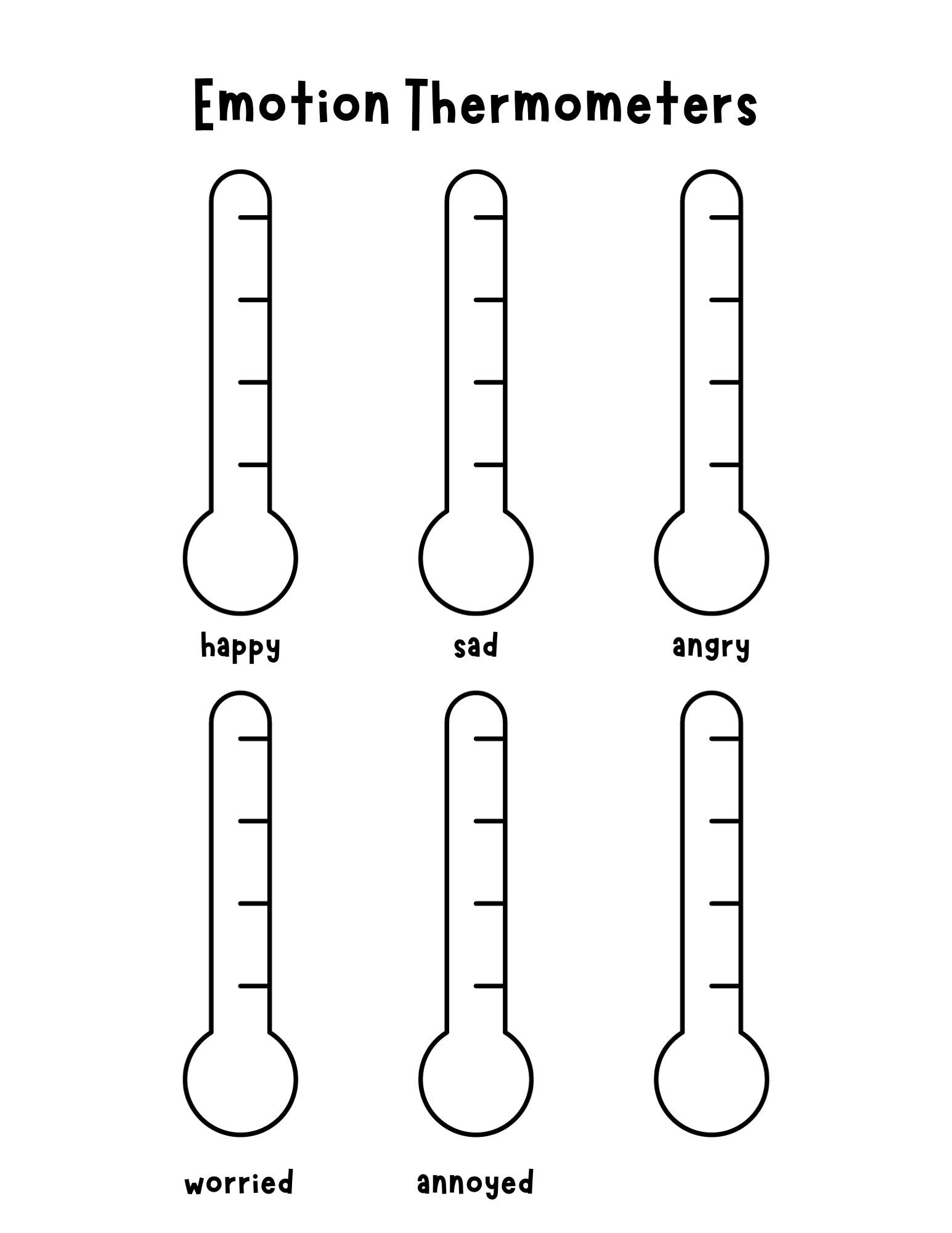 Emotion Thermometers Worksheet For Counseling For Child Therapy