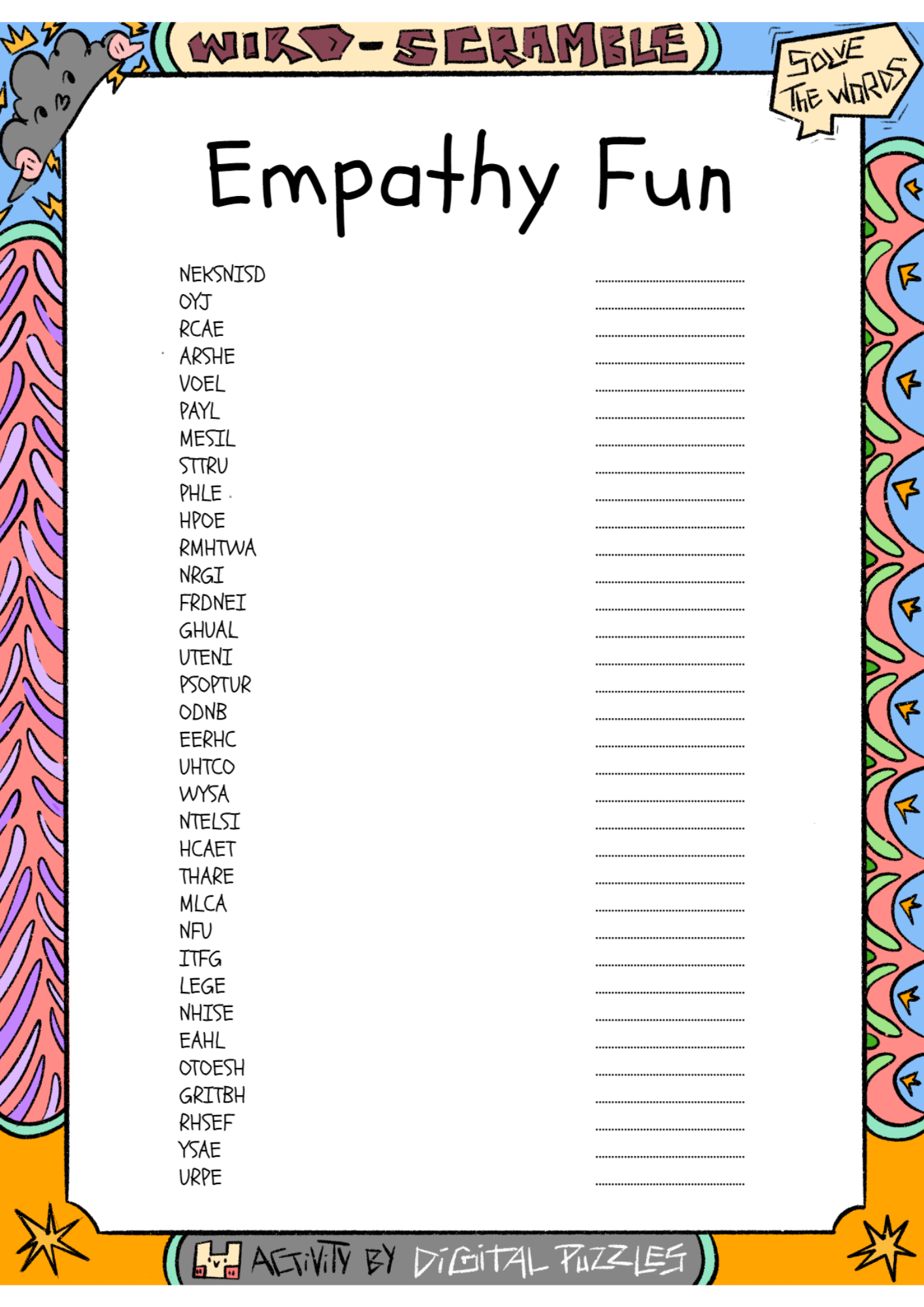 Empathy Fun Word Scramble Puzzle Worksheet Activity Made By Teachers