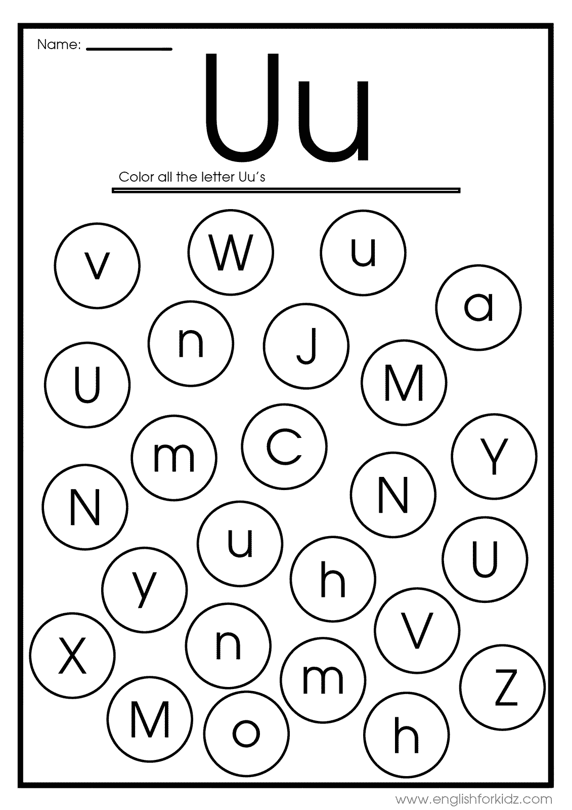 English For Kids Step By Step Letter U Worksheets Flash Cards 