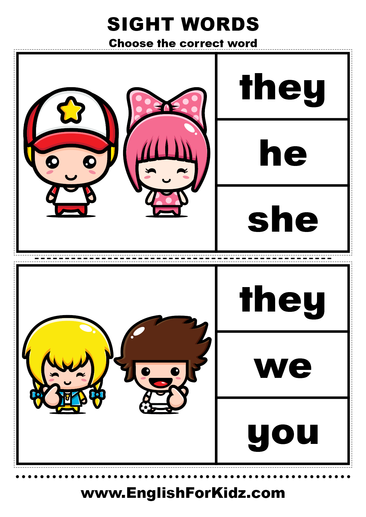 English For Kids Step By Step Sight Words Worksheets
