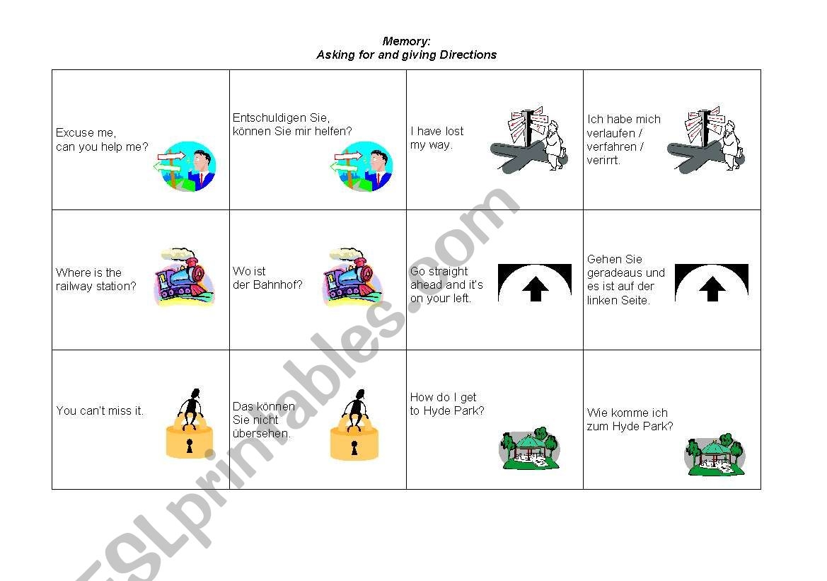 English Worksheets Describing The Way Asking For And Giving Directions