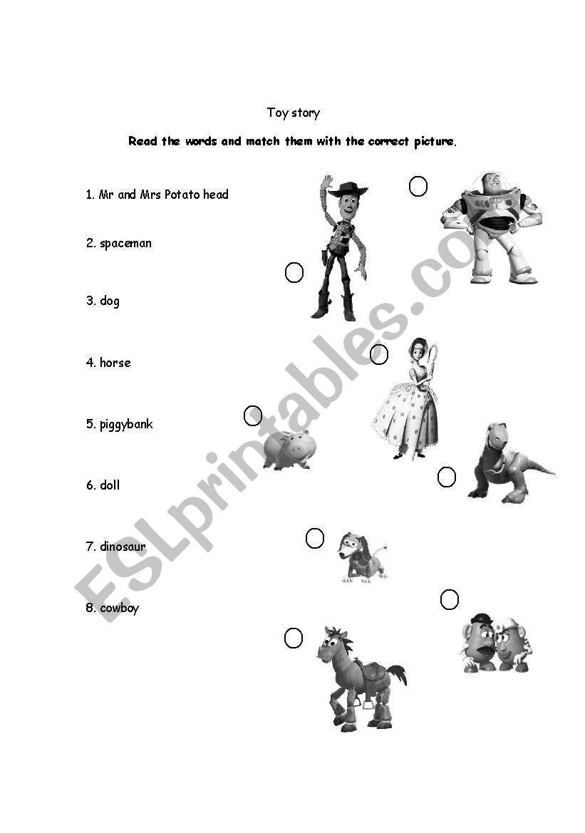 English Worksheets Toy Story