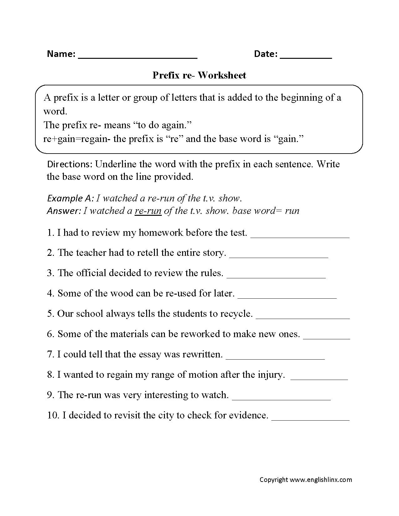 Englishlinx Prefixes Worksheets Englishlinx Prefixes Worksheets