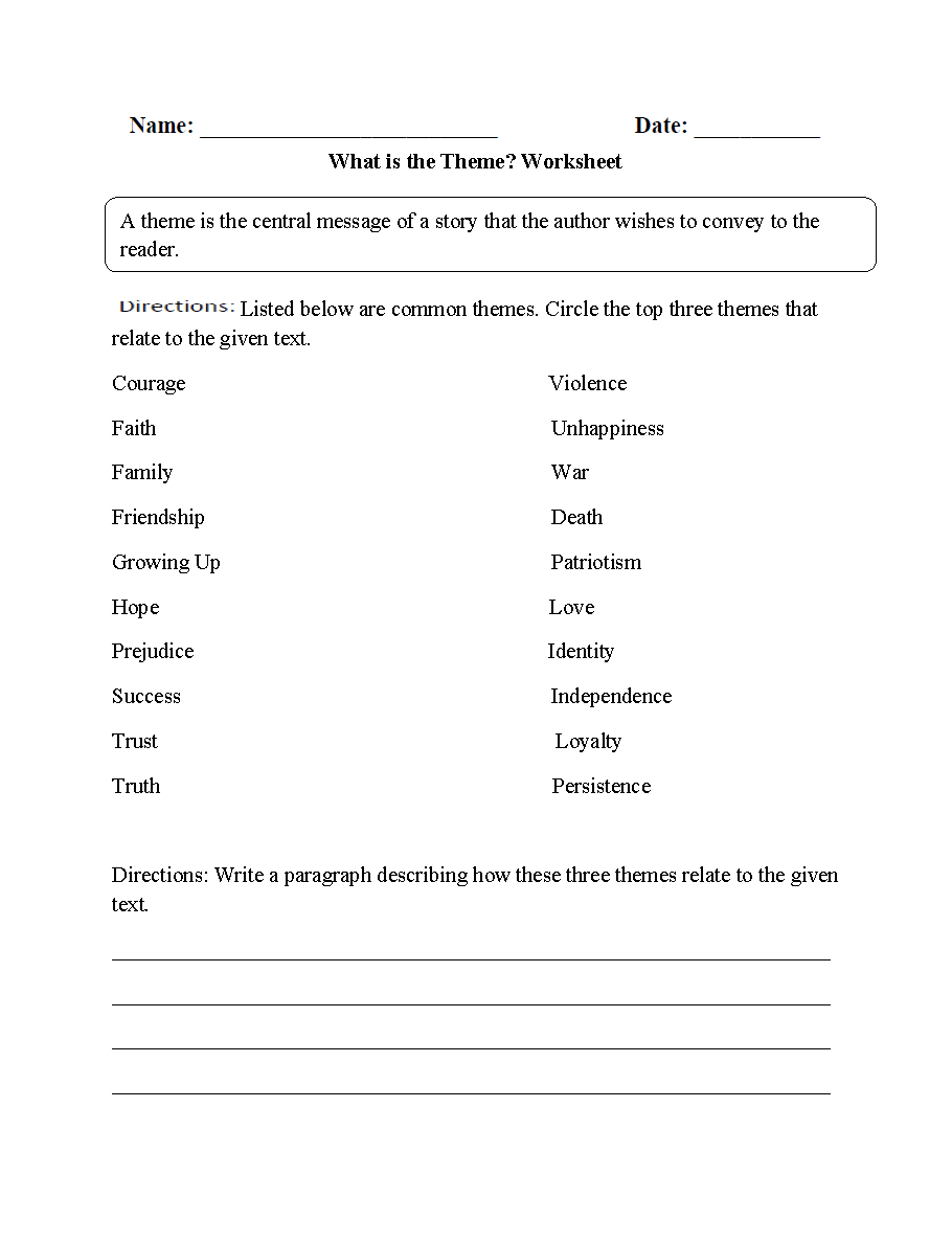 Englishlinx Theme Worksheets