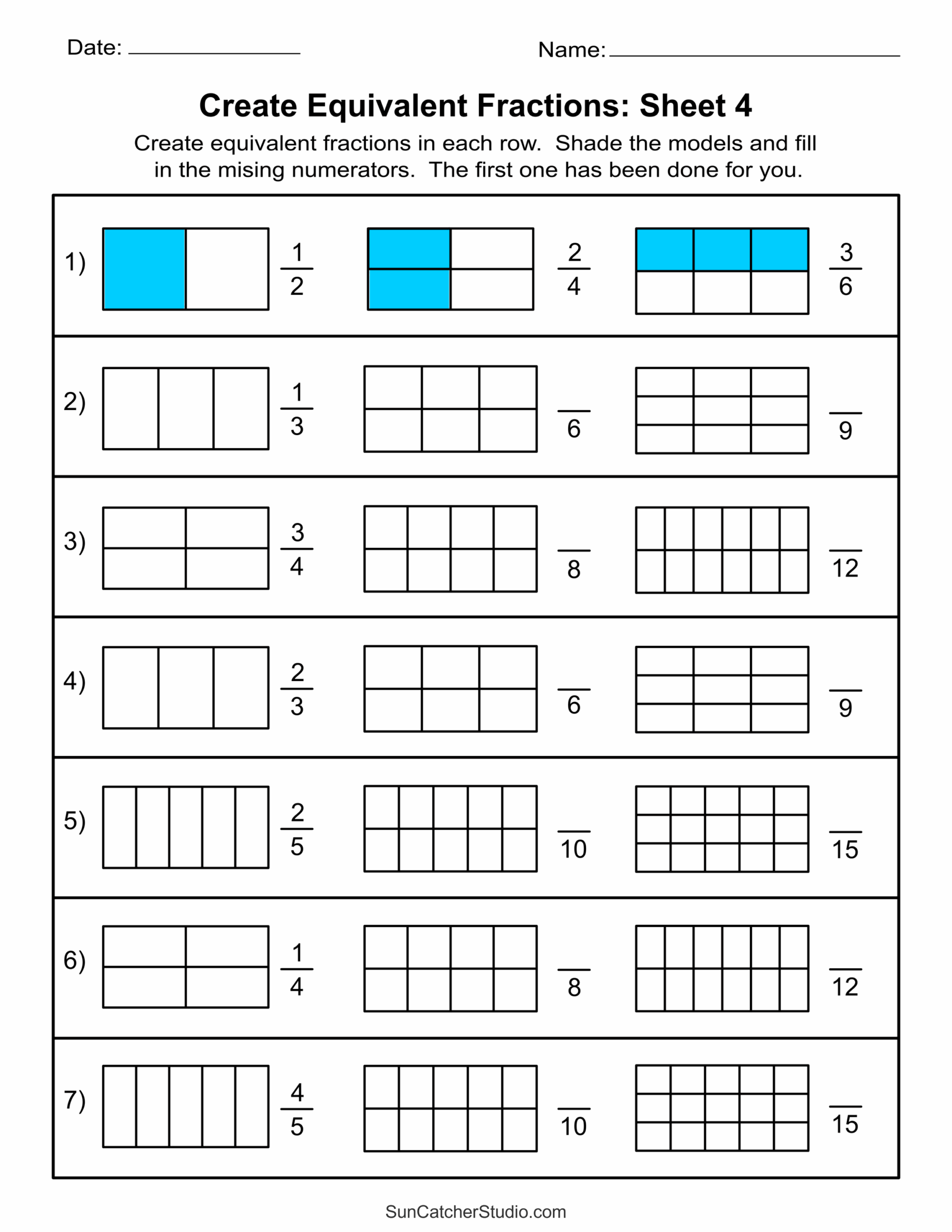 Free Printable Third Grade Fractions Worksheets