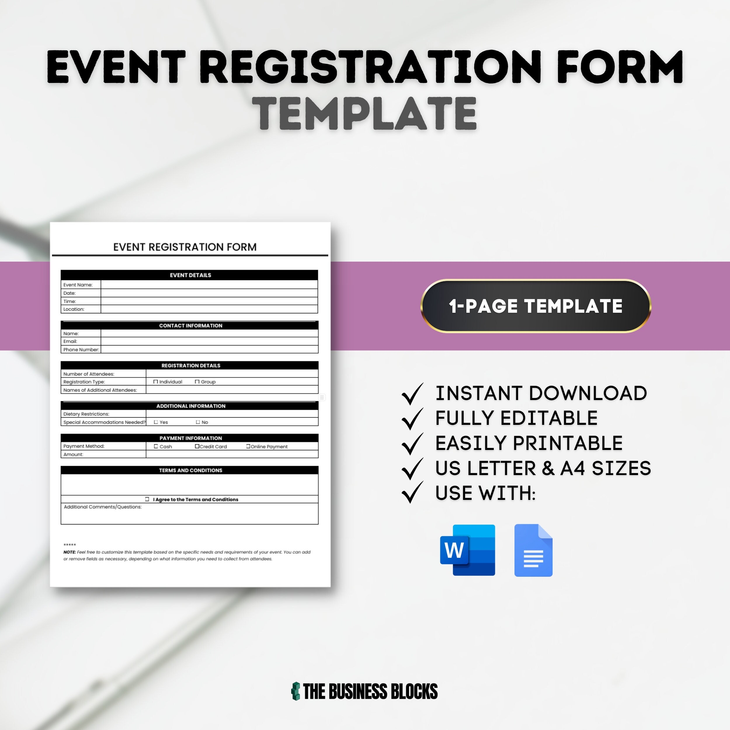 Event Registration Form Template Customizable Registration Form 