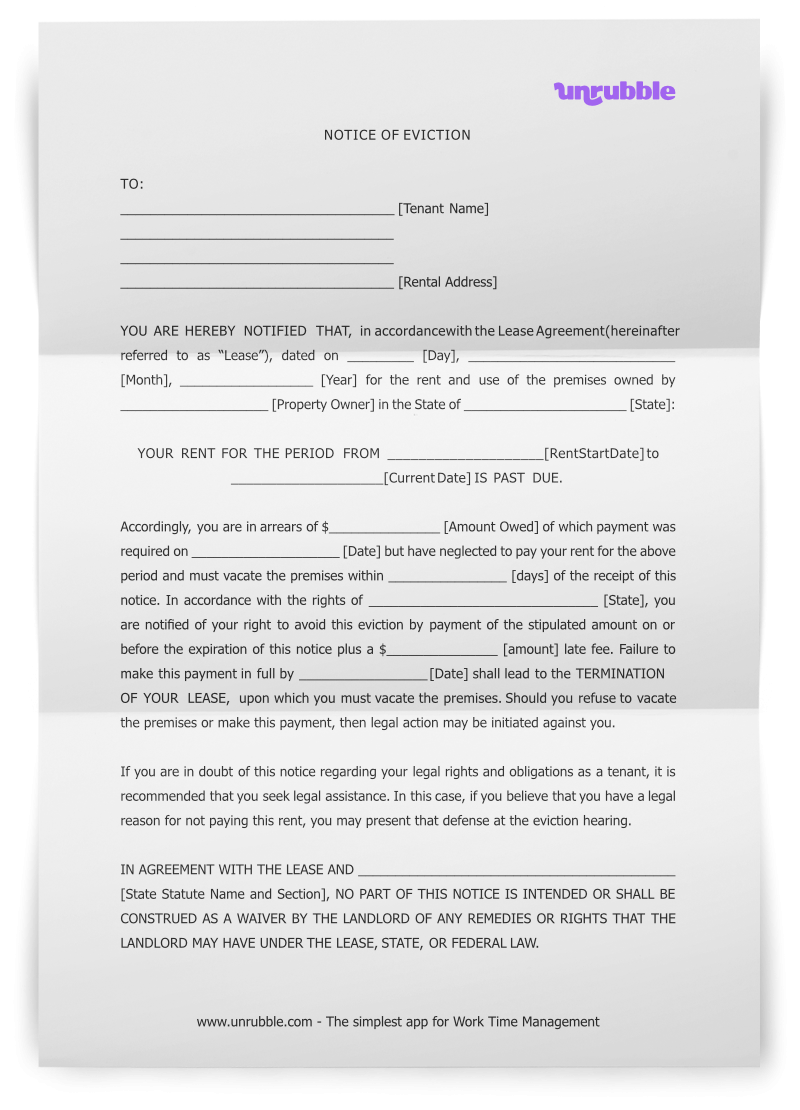 Free Blank Eviction Notice Printable