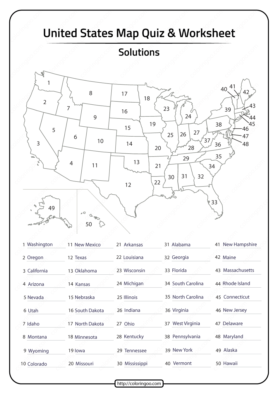 Explore The United States With Free Printable Worksheets 50 