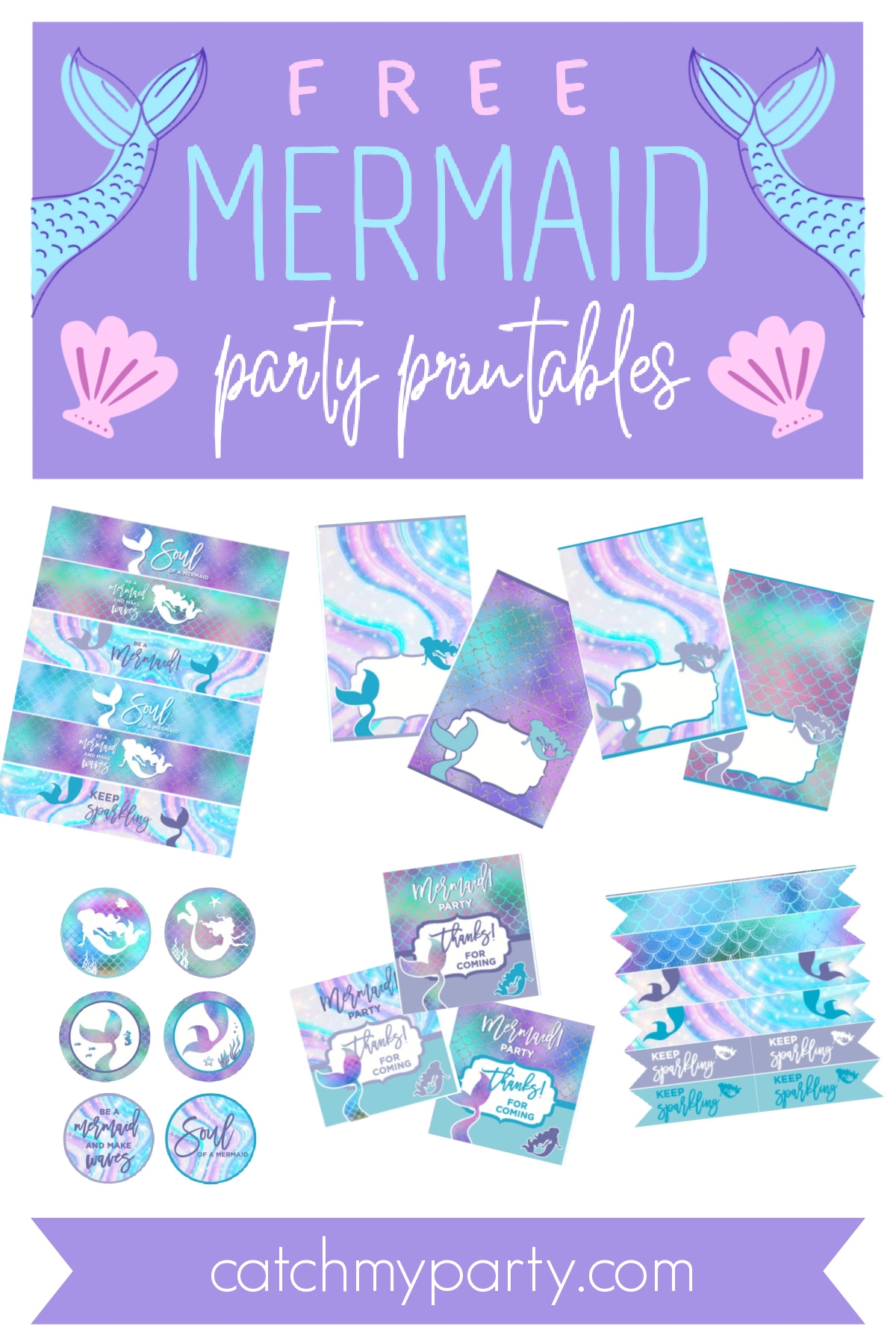 Fabulous FREE Mermaid Party Printables Catch My Party
