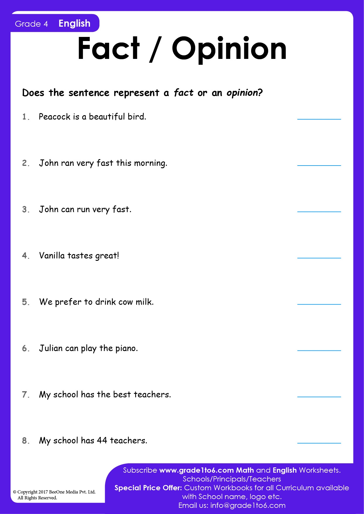 Free Printable Worksheets Fact And Opinion