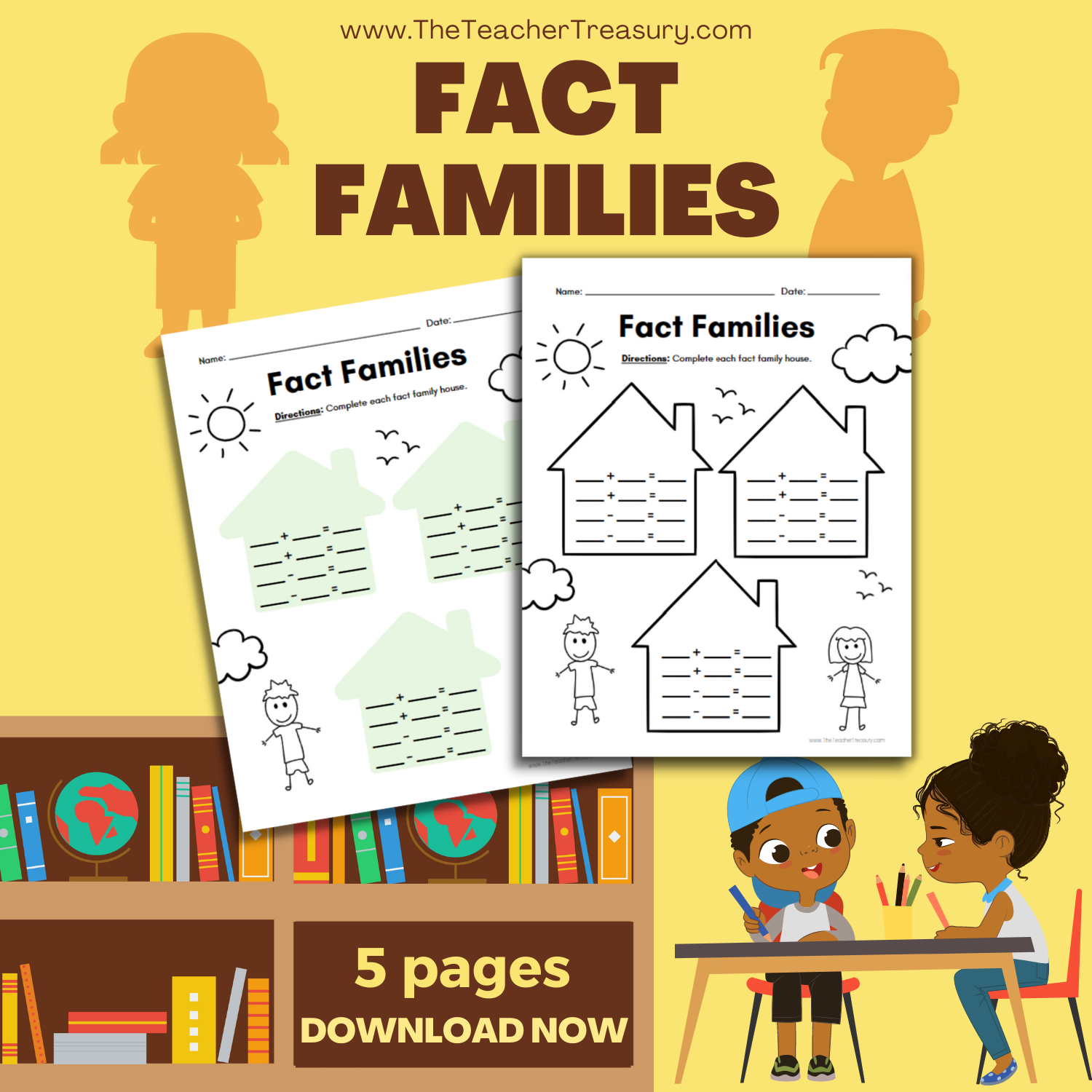 Fact Families Blank Empty Fact Family Houses Kids Theme Fact Families Blank Empty Fact Family Houses Kids Theme