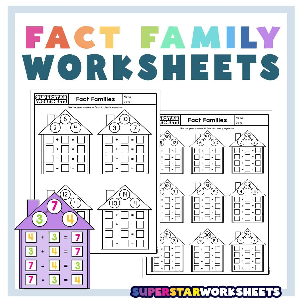 Fact Family Worksheets Superstar Worksheets