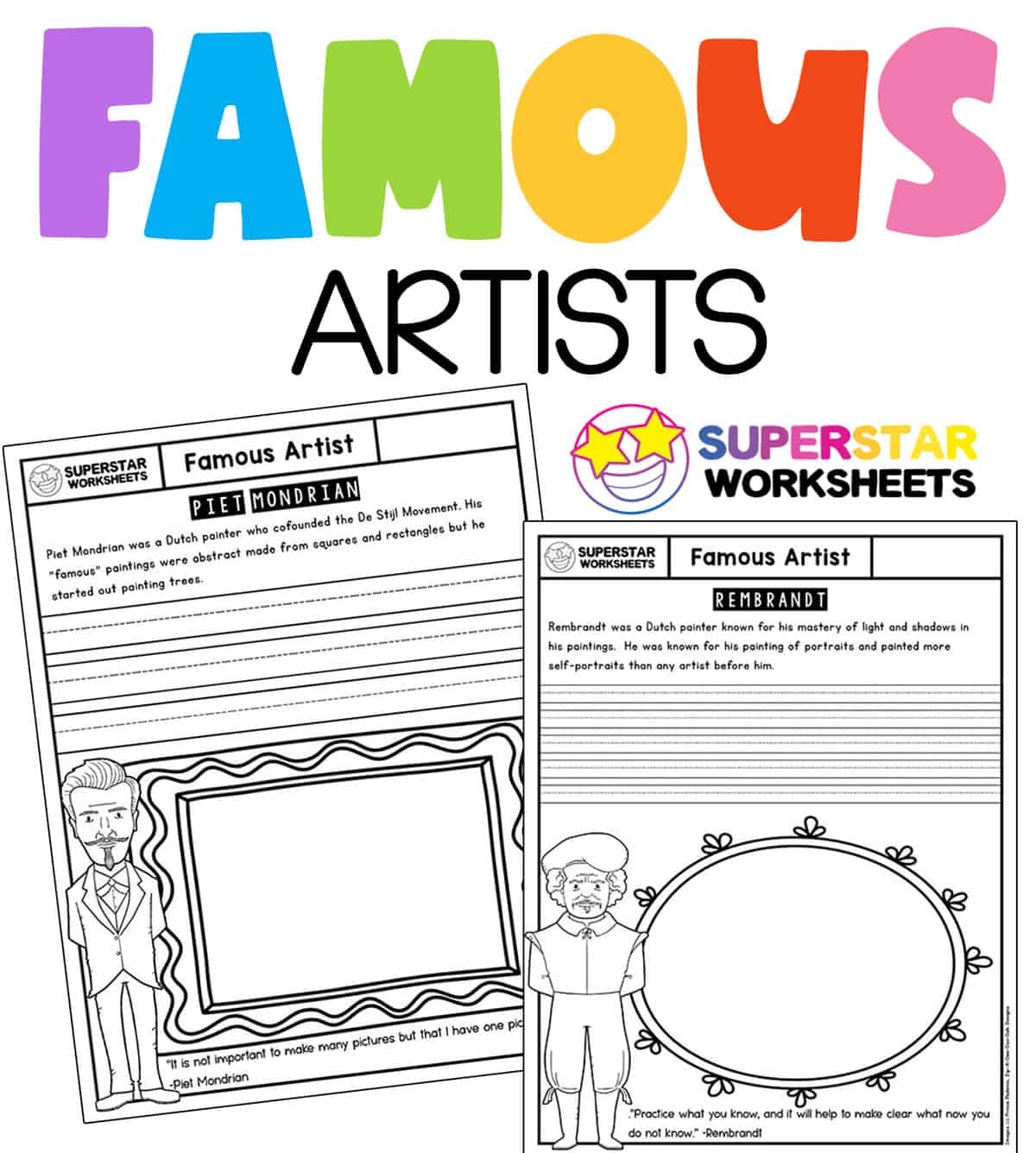 Famous Artist Worksheets Superstar Worksheets