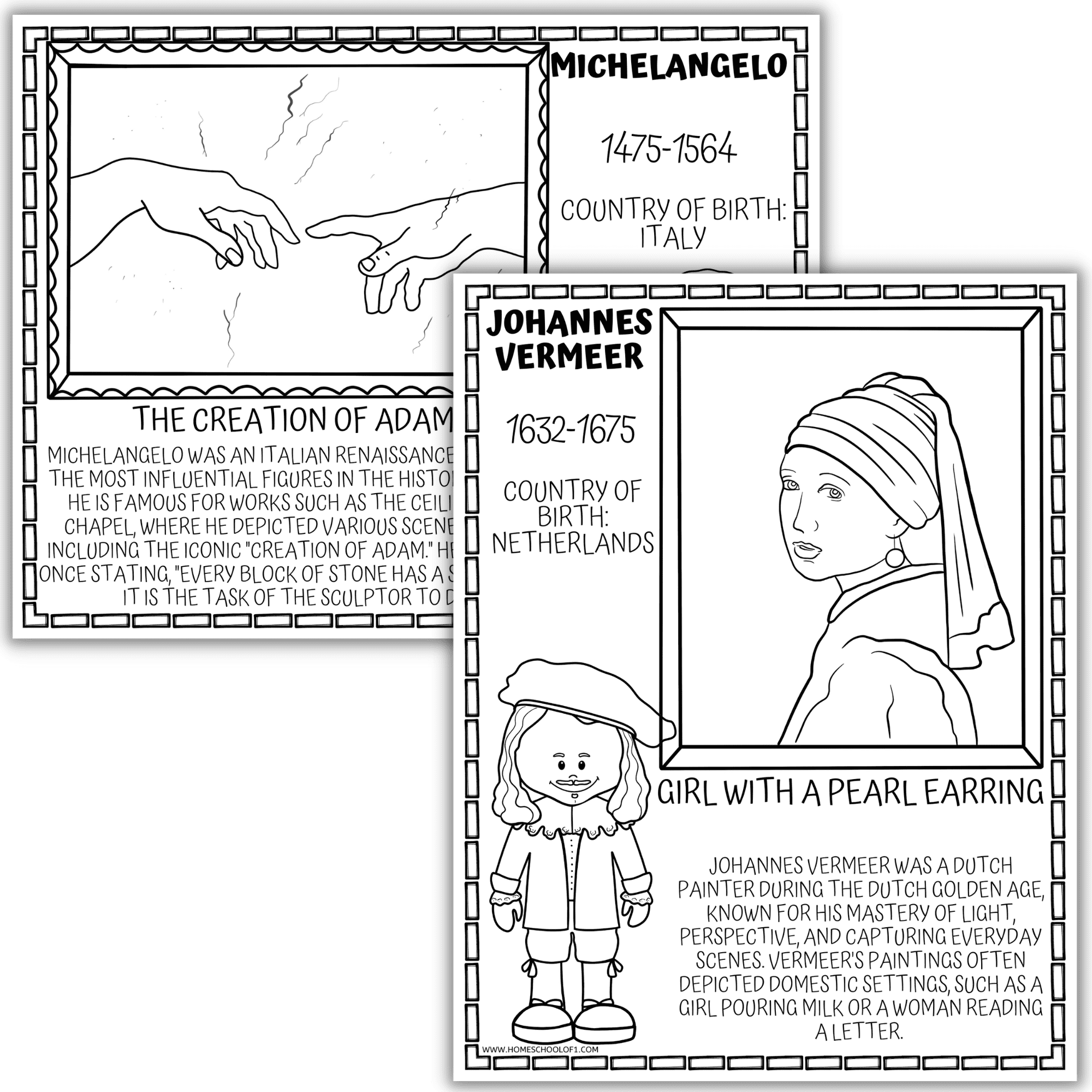 Famous Artists Unit Study Bundle Worksheets Library